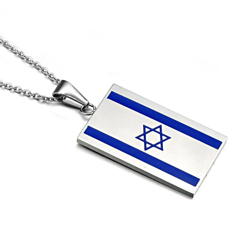 22*50mm Israel flag necklace high quality enamel epoxy stainless steel