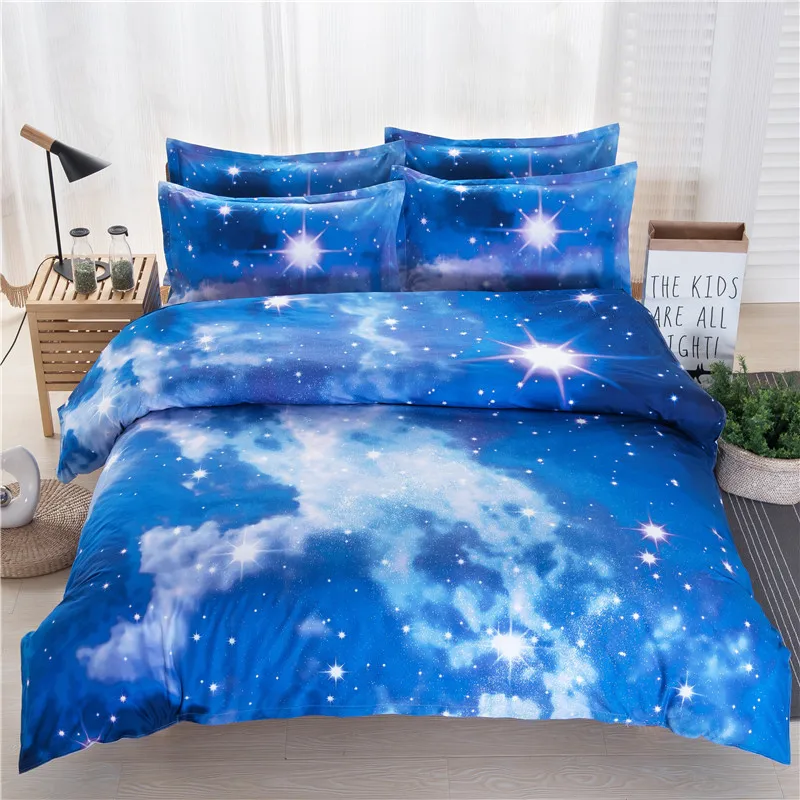 Комплекты постельного белья, тематическое постельное белье с космическим космосом, 3D Galaxy BS04, пододеяльник, плоский лист, 2шт/3 шт/4 шт, один двойной размер