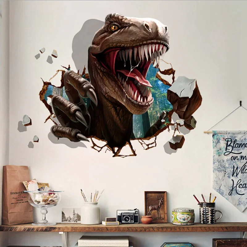 Three Dimensional Dinosaur Bedroom Wall Sticker Wall Decorations Living