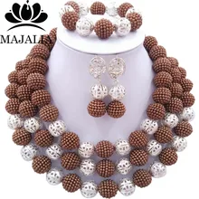 Мода г. коричневый Африканский бусы колье в нигерийском стиле Свадебные африканские бусы комплект ювелирных изделий p-4472