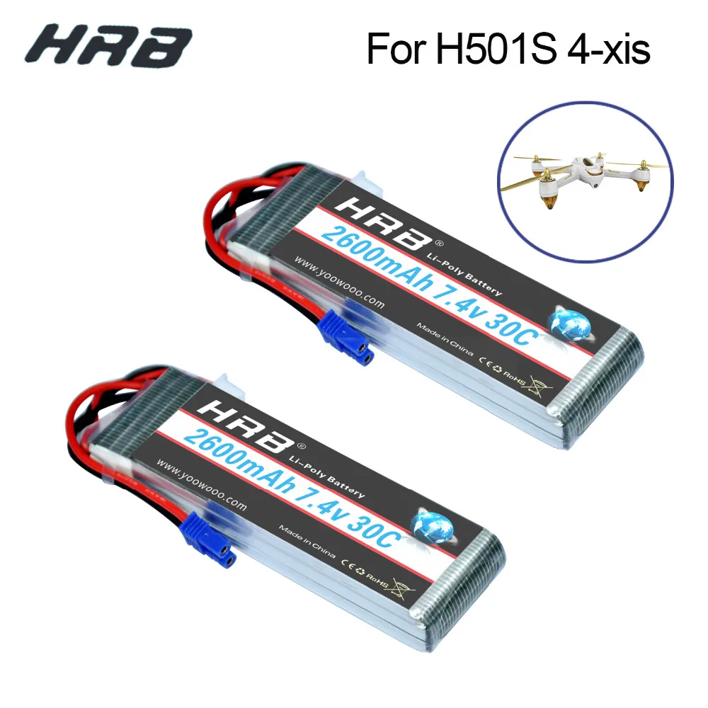 2 шт. аккумулятор HRB Lipo 2S 3S 4S 1300 мАч 1500 2200 2600 дрона 50C с EC5 деканов штекер для пульт ДУ