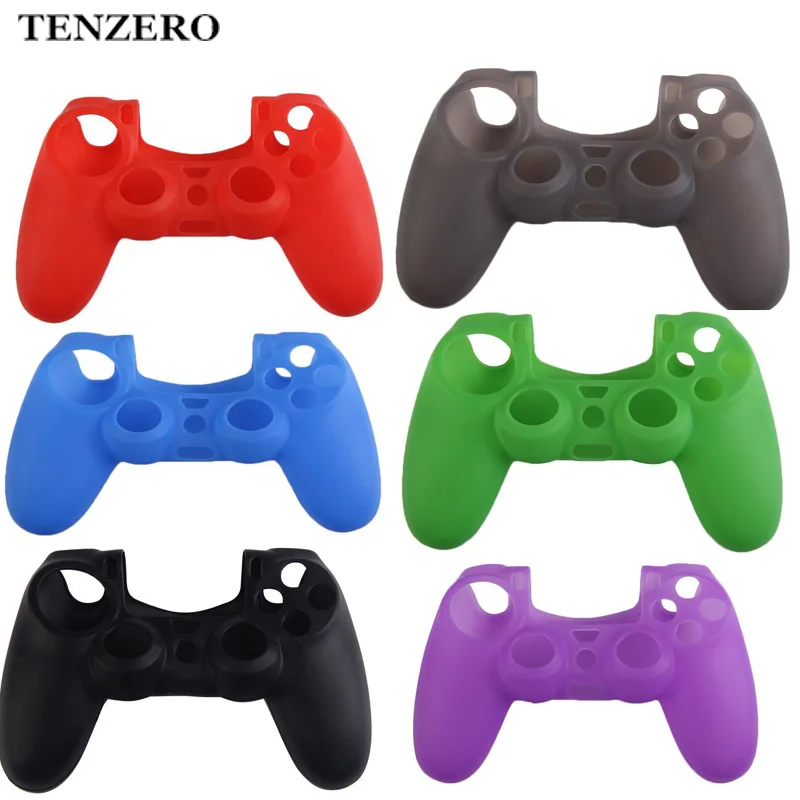 

TENZERO Case Colorful Silicone Rubber Soft Gamepad Handle Case Skin Cover For PS4 Controller Grip Handle Console For Dualshock 4