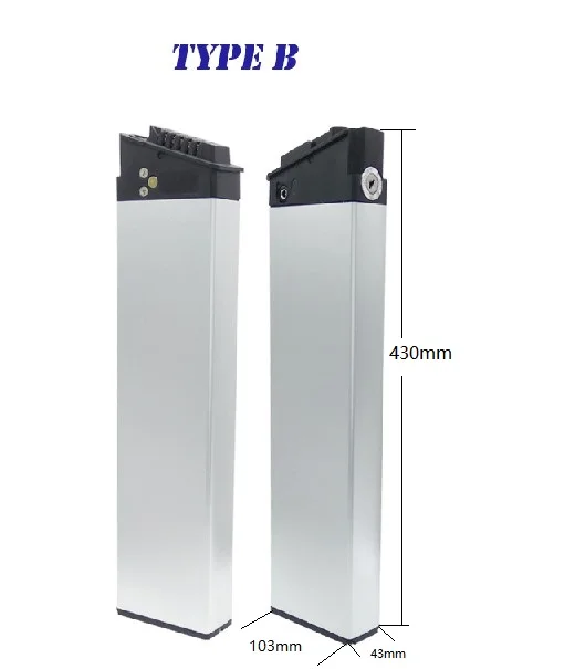 Складная велосипедная батарея 36 В 10ач, внутренняя трубчатая батарея, литий-ионный серебристый чехол, батарея для городского велосипеда, складываемый электровелосипед с зарядным устройством - Цвет: Type B 430 2A charge