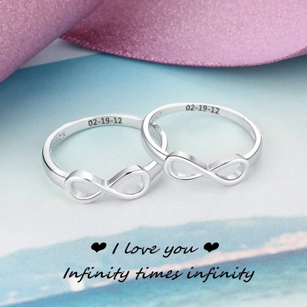 Personalized 925 Sterling Silver Infinity Rings for Women Engraving Promise Rings Engagement Wedding Eternity Ring (RI103716)