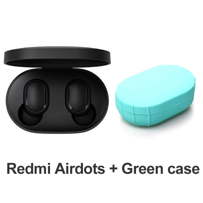 Xiaomi Redmi AirDots True Беспроводной Bluetooth 5,0 наушники DSP активного Шум отмены TWS наушники-вкладыши с микрофоном - Цвет: Add Green Case