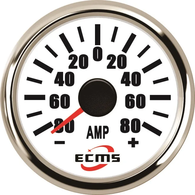 Marine Boat Car Truck Amperemeter With Current Pick-Up Unit 80A 75mV 9-32VDC 52mm 316L Chrome Bezel White Dial PMA2-WS 80A 44c2 dc 75mv amperemeter gauge analog panel amp current meter50a 0 50a ammeter 3a 5a 10a 20a 30a 50a 100a 200a 300a 500a