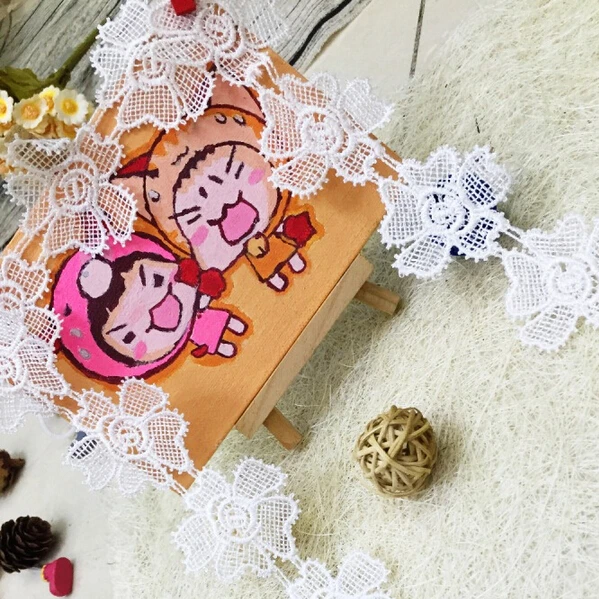 

15 ярдов, 5,2 см, белая Водорастворимая вышитая кружевная аппликация из полиэстера, Черная кружевная отделка «сделай сам»