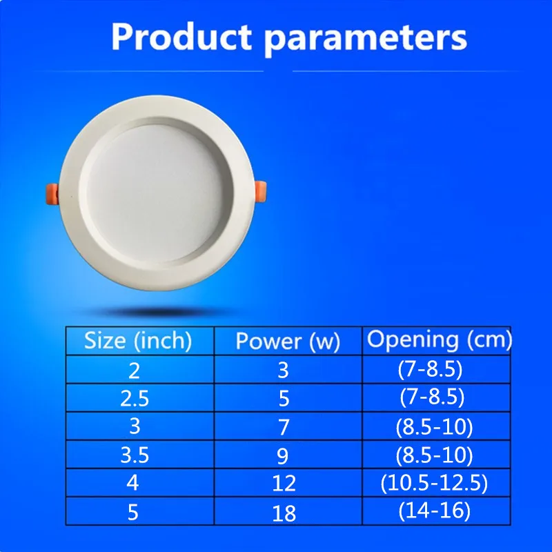 LED Downlight 3w 5W 7w 9w 12w 18w 220V LED Recessed Ceiling Spot Light  Panel Down Light Round LED Lighting Cool/ Warm White