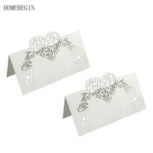 HOMEBEGIN 50pcs White Laser Cut Place font b Cards b font font b Wedding b font