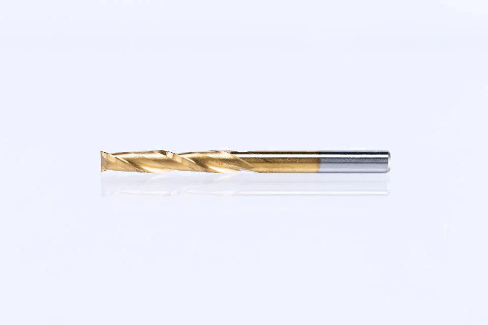 HUHAO 5pc/lot 3.175mm Titanium Coating 2 Flute Spiral router bit for wood CNC tool End Mill Tungsten Carbide PCB Milling Cutter