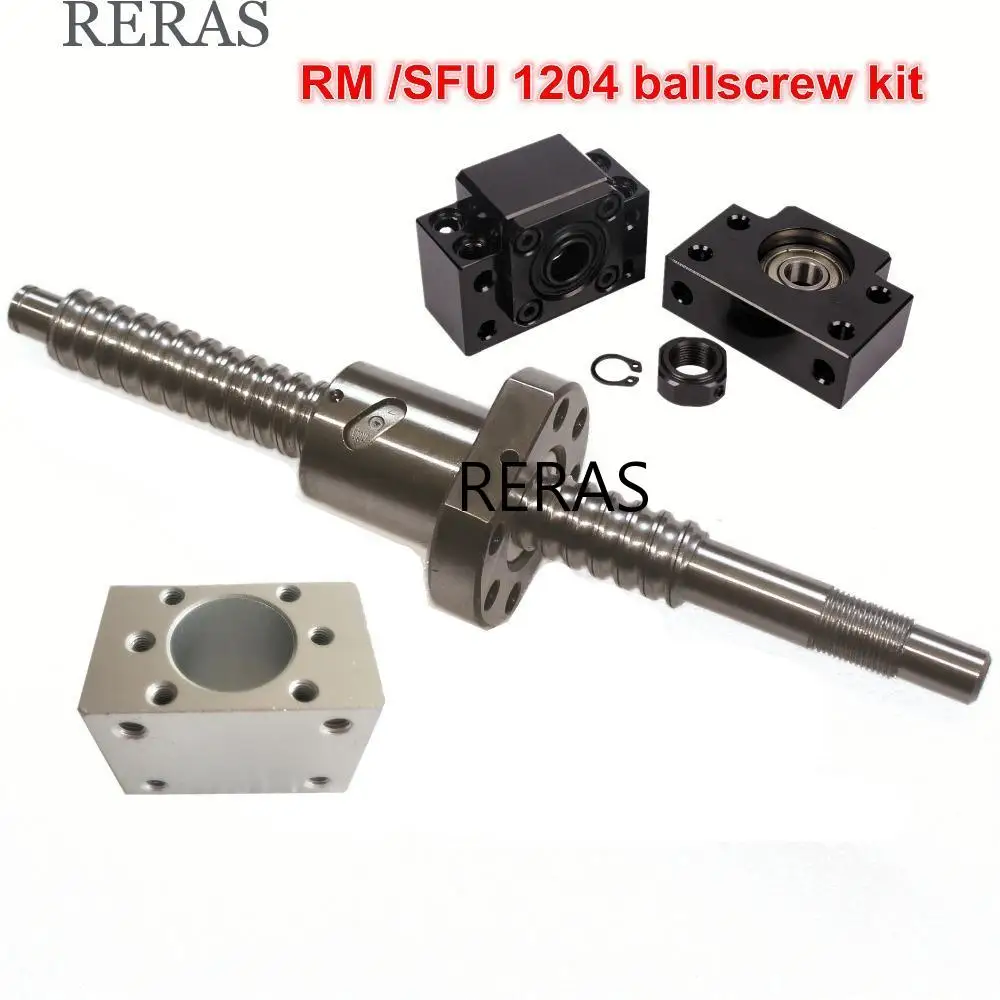 Шариковый винт SFU / RM 1204-L300/ 400/500/600 мм + 1204 шариковая гайка BK/BF10 концевая опора