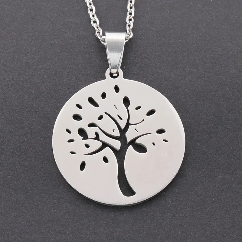 

High quality stainless steel pendant men's necklace life tree silver chain men and women fashion jewelry collar gift ST559