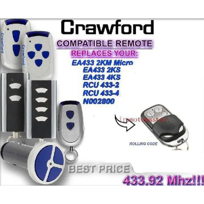 Пульт дистанционного управления для Crawford EA433 2KM MICRO 2KS RCU433 433 92 МГц 5 шт. |