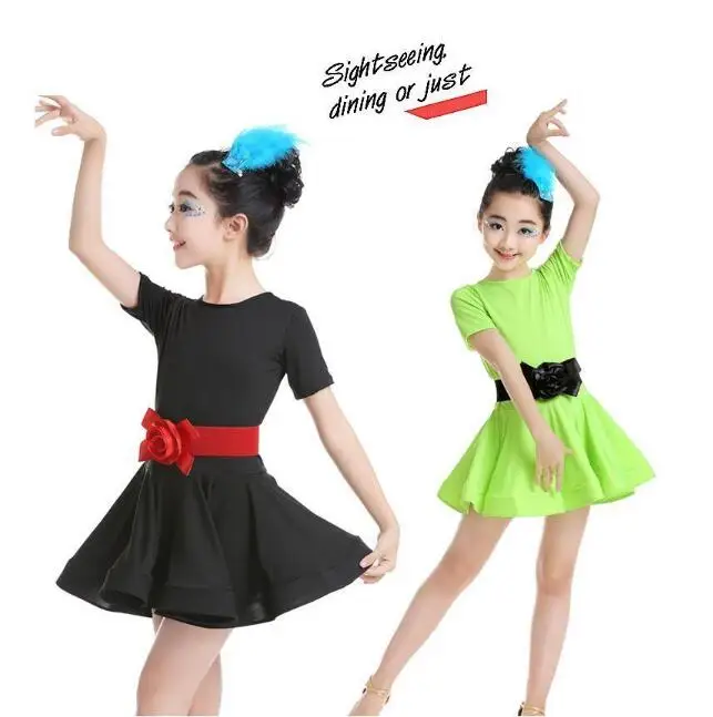 New Girls Latin Dance Dresses Practice Wear Kids Children Standard