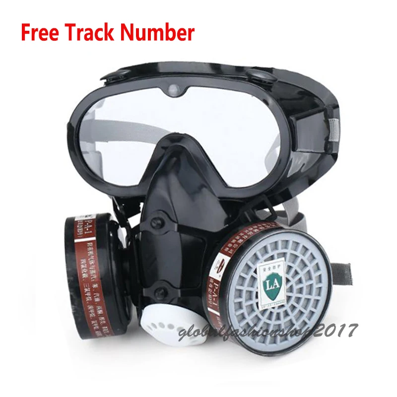 Safety Industry Respirator paint Spray Chemical Gas Mask Anti-Dust Filter With Military Eye Goggle Set rabbit print wrap pajama set with eye mask