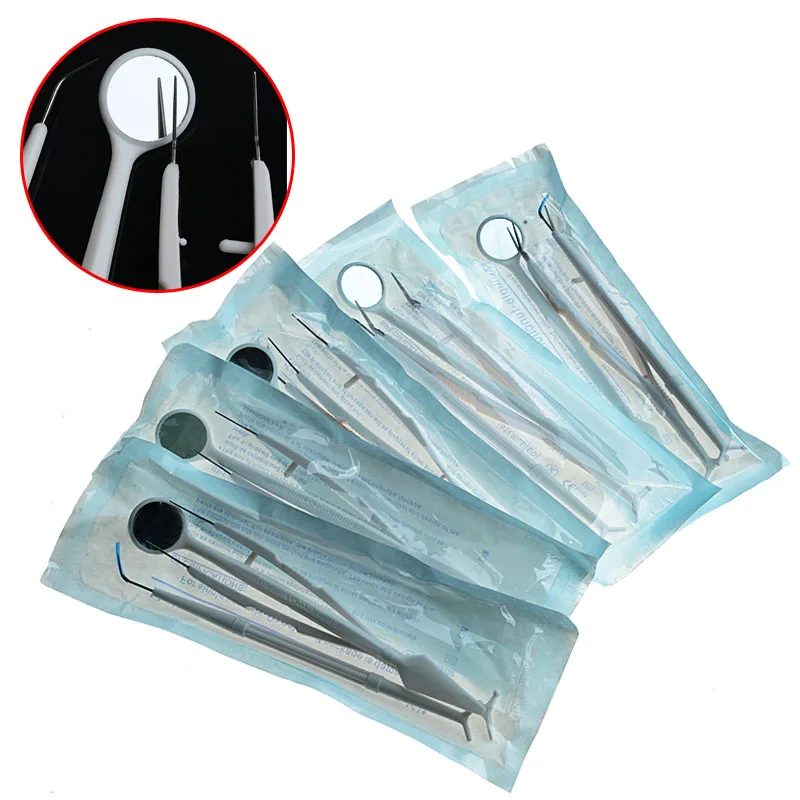 3pcs/Bag Dental Scaler Disposable Mouth Mirror Forceps Probe Dental Lab