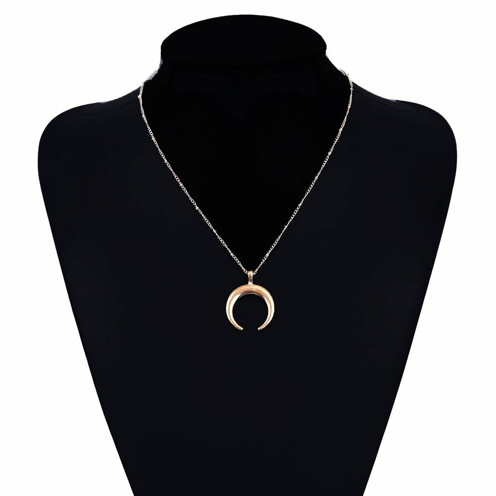 IPARAM массивное ожерелье с золотым Рогом, длинное ожерелье с полумесяцем, ожерелье с двойным рогом для женщин, очаровательное ювелирное изделие