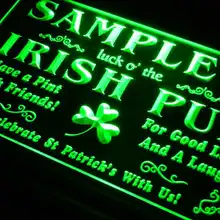 Qv-tm Имя персонализированные пользовательские удача О 'Ирландский Паб St Патрик неоновый светильник Sig