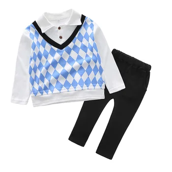 

Newborn Kid BabyBoy Clothes new Plaid Long Sleeve Top+Pant 2Pc Toddler Children Cotton Outfit M 2019
