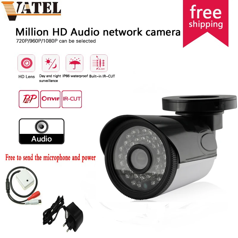 SONY IMX322 1080p IP Camera with Audio Bullet IP Camera 960p 720p Network P2P Onvif Outdoor Waterproof Security Camera CCTV