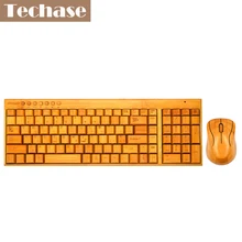 Techase Bamboo Design Ruassian Version Keyboard Teclado E Mouse Sem Fio Wooden Keyboard and Mouse Suit Russian Letters Klavye