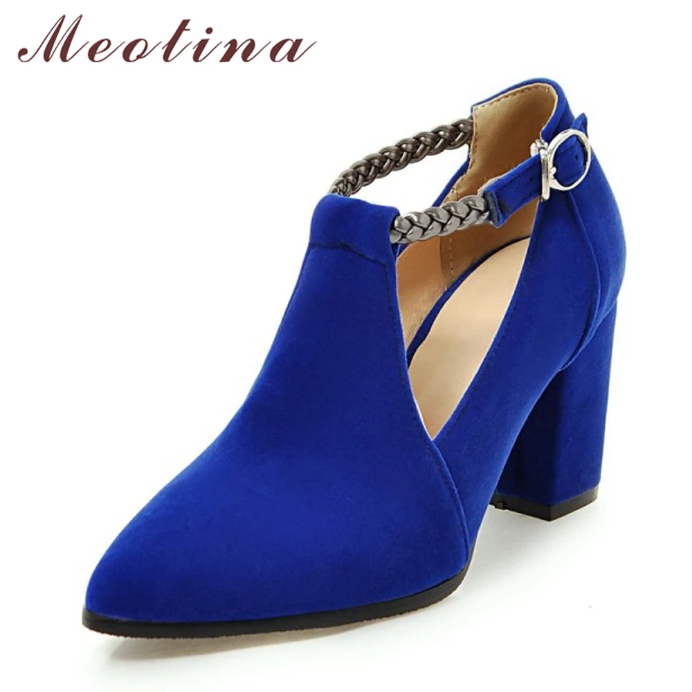 Vente Meotina Femmes Pompes Haute Talons Dames Chaussures Élégant Bout Pointu De Mariage Chaussures Femmes 2018 Printemps Mode Taille 33 43 bleu Noir