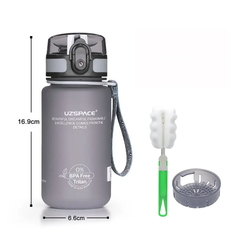 350ML Gray Пластиковая бутылка для воды 1000 мл Высокая емкость спортивные бутылки тренажерный зал пластиковая бутылка для воды Agua посуда для напитков WZD126 - Цвет: 350ML Gray