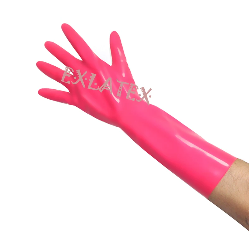 Latex Gloves Unisex Gloves Pink Short Latex Gloves Latex Rubber Mixed Toe Wrist Gloves Fetish Costume  Mittens (3)