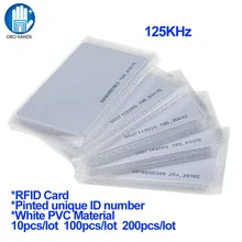 Бесконтактная Смарт RFID карта 125 кГц TK4100 EM4100 EM4200 белая карточка из ПВХ ISO стандарт для системы контроля доступа(10 шт/100 шт/200 шт