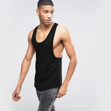 Мужская майка для фитнеса OA, удлиненная, Стрингер, бодибилдинг, без рукавов, однотонная, хлопковая, с закругленным подолом, безрукавка, Экстрим, спина гонщика