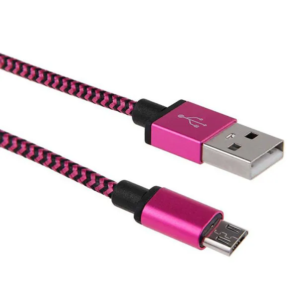 Micro USB кабель для быстрой зарядки 2А 1 м Плетеный алюминиевый Micro нейлоновый USB кабель для передачи данных и синхронизации для телефона Android для samsung зарядное устройство - Название цвета: Розовый