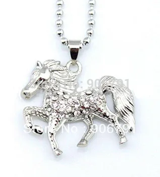 

rhodium plated beautiful Crystal Horse Animal Necklaces Jewelry