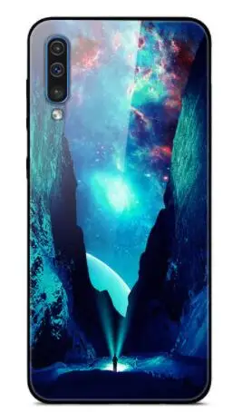Чехол для samsung A70, жесткая задняя крышка из закаленного стекла с рисунком для samsung Galaxy A70 A50 A80 A40 A30 A10 A 70, мягкий чехол из ТПУ - Цвет: Флуоресцентный желтый