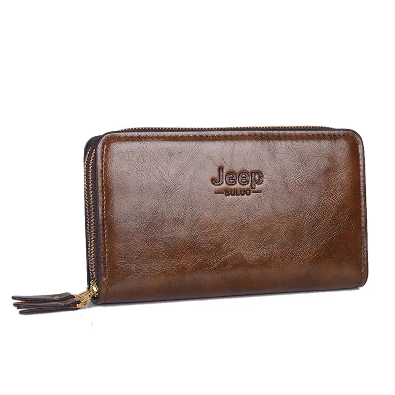

New Jeep Zipper for Men's Purse Multi-functional Men's Handbag Men's Long Wallet PU Leather Casual Business Male Wallets Hot