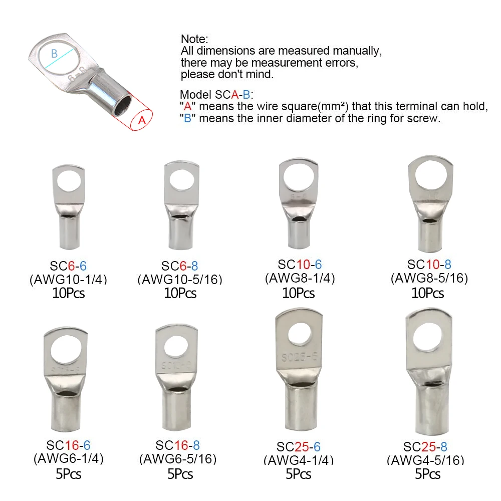 10x Cable Lugs 6,3mm Red Flat connector sleeves 22-16 for 0,5-1,5mm Terminators