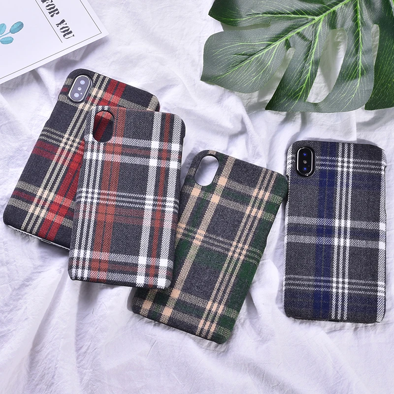 

ProElite Fashion Vintage Fabric Cloth Lattice Pattern Case for iPhone X 8 8 Plus 7 7 Plus 6 6S 6 Plus Grid Plaid Soft PC Shell