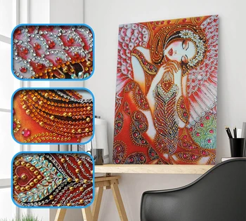 

DIY 5D Special Shaped Diamond Painting Sleep Angel Girl Wing Part Drill Diamond Embroidery Rhinestone Cross Stitch Crystal Craft