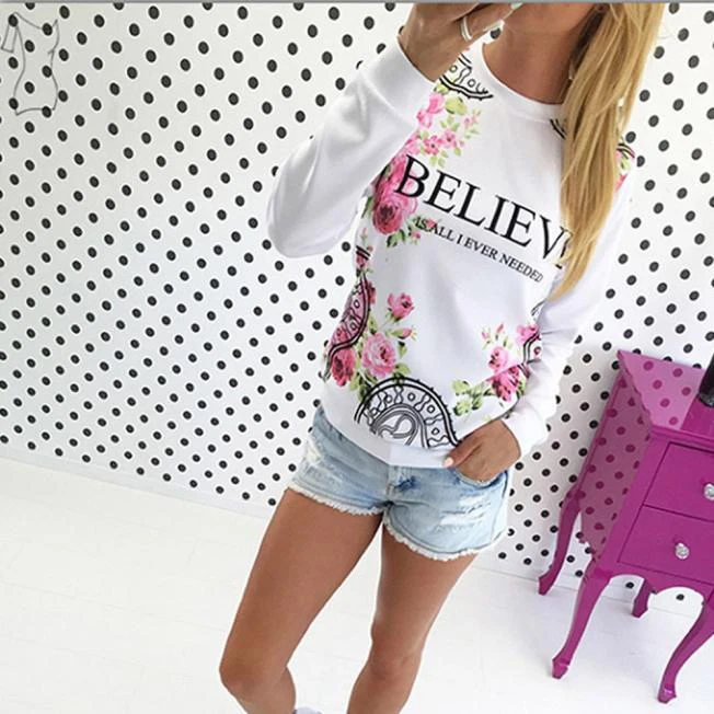 2016 New Arrvial Brand new Women Print Sweatshirt Hoodies Long Sleeve Loose Blouse Plus size S-XL Hot sale 2016 Believe Letter 2016 New Arrvial Brand new Women Print Sweatshirt Hoodies Long Sleeve Loose Blouse Plus size S-XL Hot sale 2016 Believe Letter