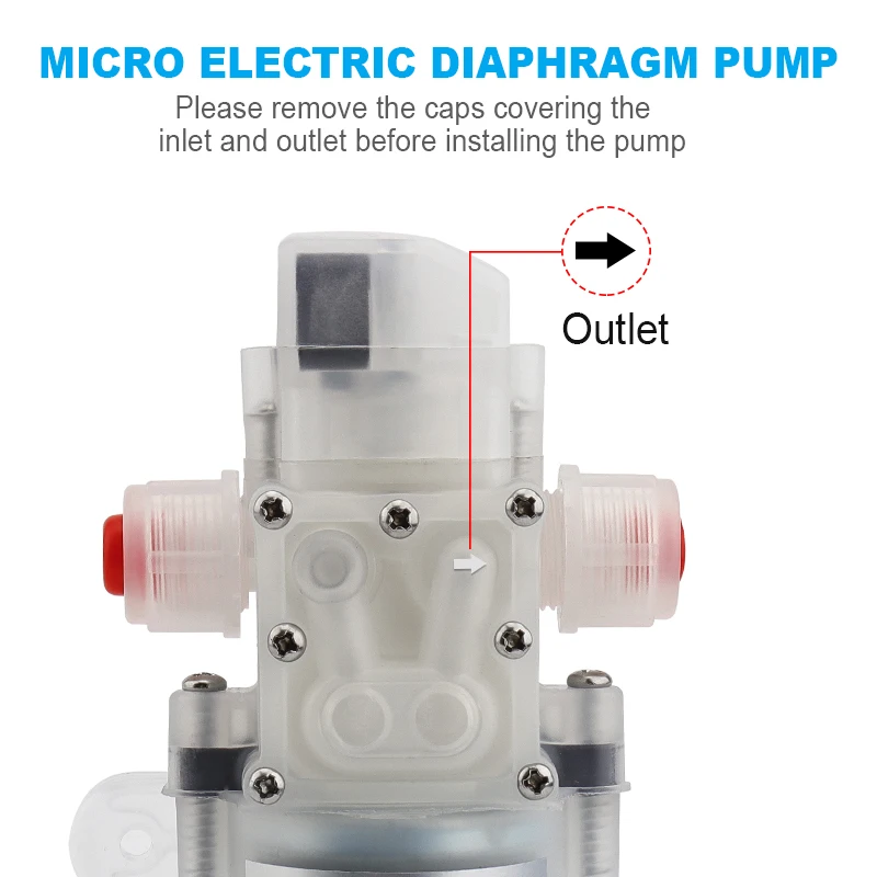 Микро электрический мембранный насос, DC 12 В высокого давления самовсасывающий Электрический водяной насос, пищевой садовый насос для орошения