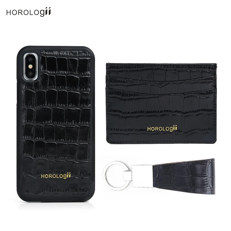 Baratos Horodori de lujo juego de regalo tarjeta soporte de teléfono funda ajustada para Iphone X XS 11 Pro Max cocodrilo patrón de cuero dropship