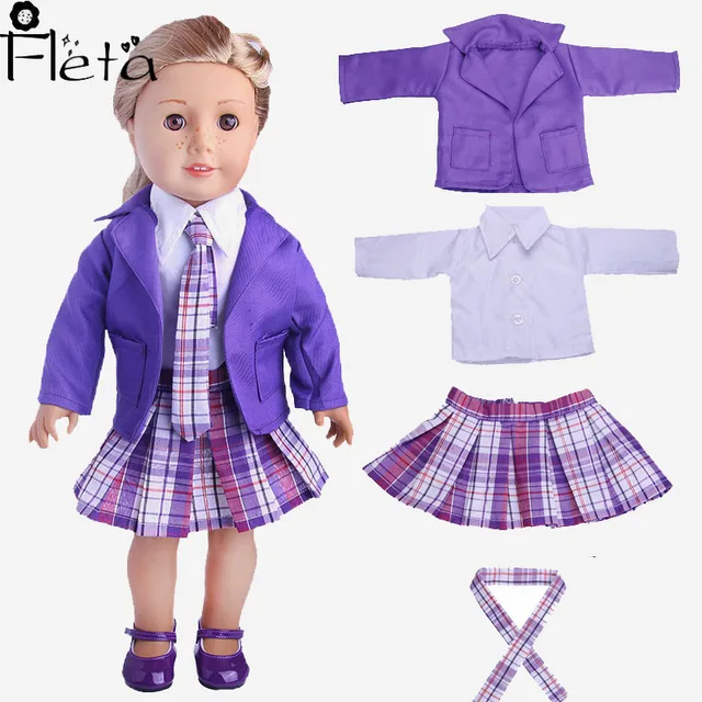Fletadoll School Style Cute School Uniform For Dolls 18 inch Or 43 cm