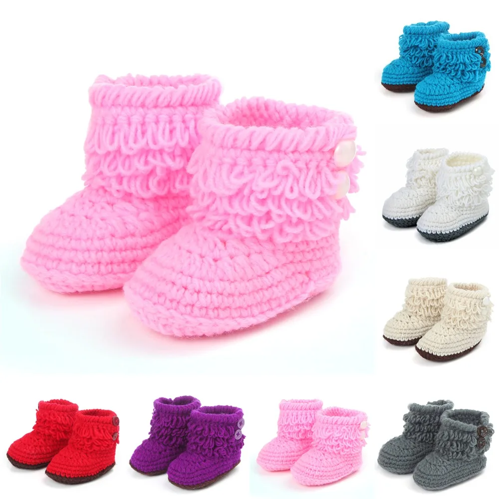 Puseky/шерстяная детская обувь для младенцев; кроше вязаный флисовый теплый ботинок для маленьких девочек и мальчиков; шерстяная зимняя обувь для детской кроватки; Зимние ботиночки