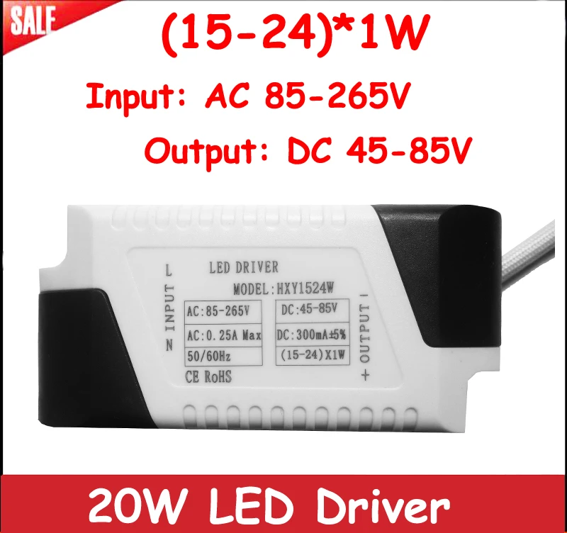 

1pcs High Power (15-24)* 1W AC 85-265V DC 45-85V LED Driver Adapter Transformers Switch For LED Strip Light Bulb