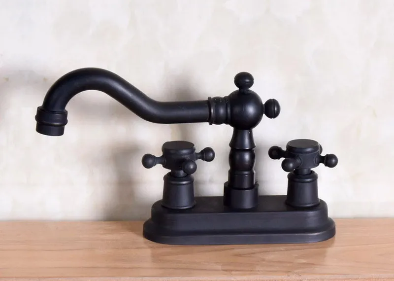 Black Color Oil Rubbed Bronze 2 Handles Swivel Spout Kitchen Bar Sink Bathroom Two Holes Basin Faucet Mixer Tap anf149