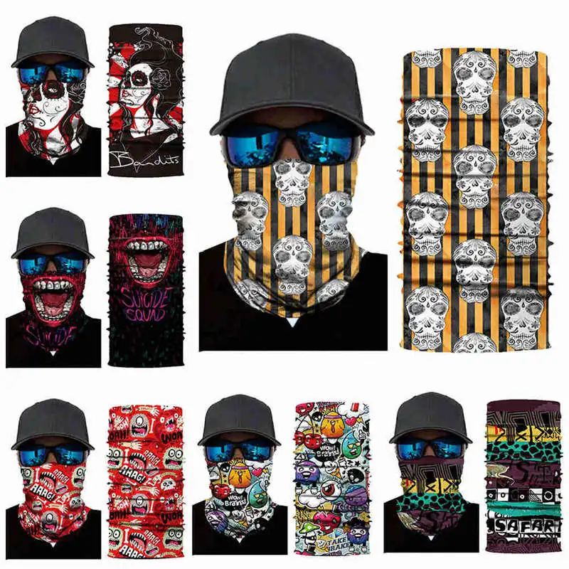 

3D Skeleton Skull Seamless Magic Neck Gaiter Face Mask Shield Fishing Cycling Hiking Bike Bandana Headband Tube Scarf Men Women