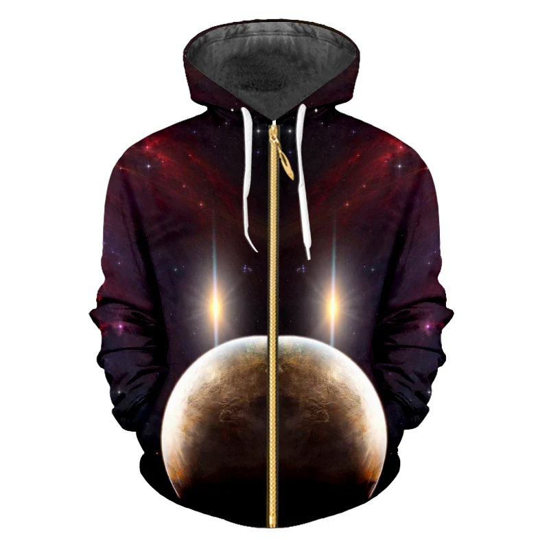 OGKB Новый 3D Galaxy пространство печатных Zip Up толстовки с капюшоном для