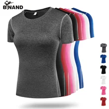 BINAND Профессиональный базовый слой с коротким рукавом спортивная рубашка быстросохнущая высокая эластичность фитнес упражнения компрессия Бег Йога Топы