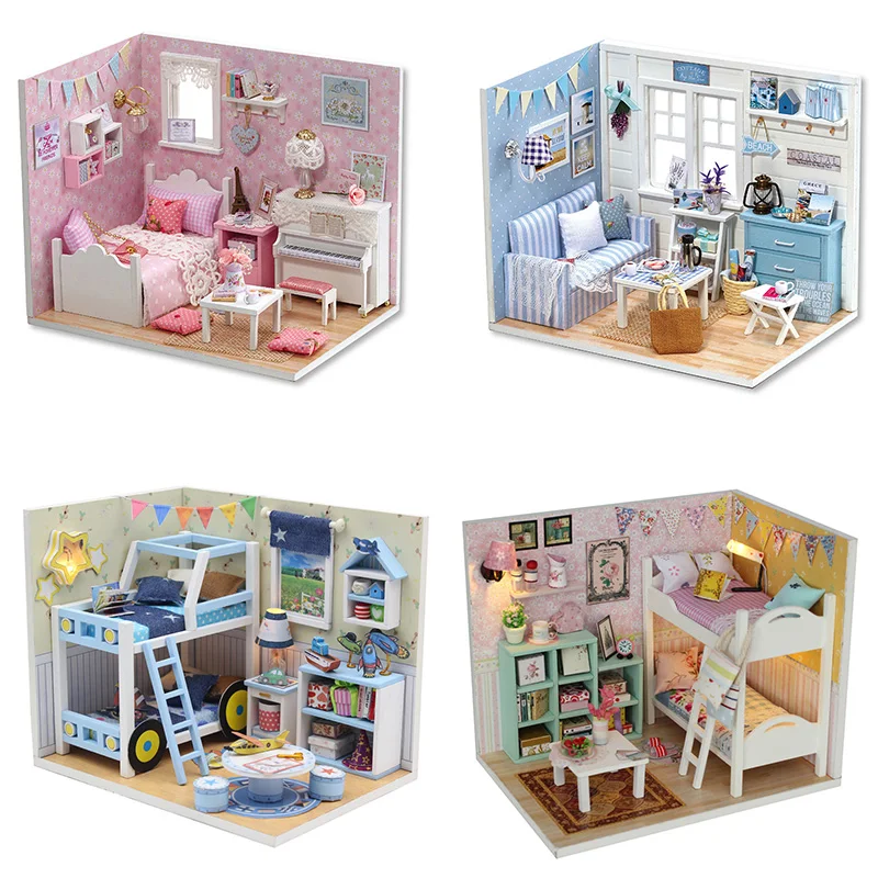 DIY Doll House Furniture DIY Miniature Dust Cover 3D Wooden Miniaturas