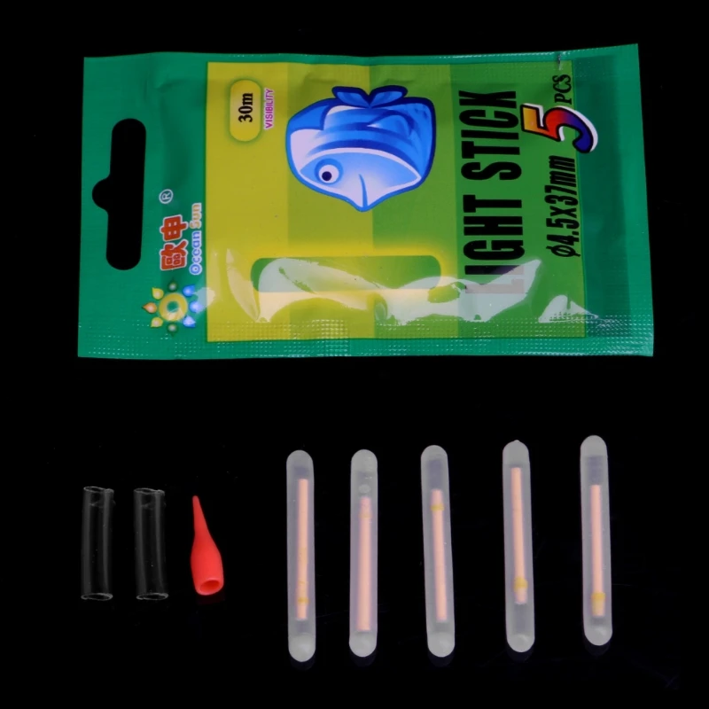 

5Pcs/set 4.5*37mm/3*25mm Multi-Color Fishing Float Fluorescent Lightstick Night Float Clip On Dark Glow Stick Fishing Tools
