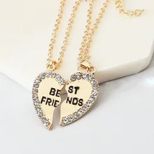Две половинки сердце Мода Золотой символ любви в форме сердца с кристаллами ожерелье для пар Корейская Дамская мода трендовые Парные кулоны модель Bijoux